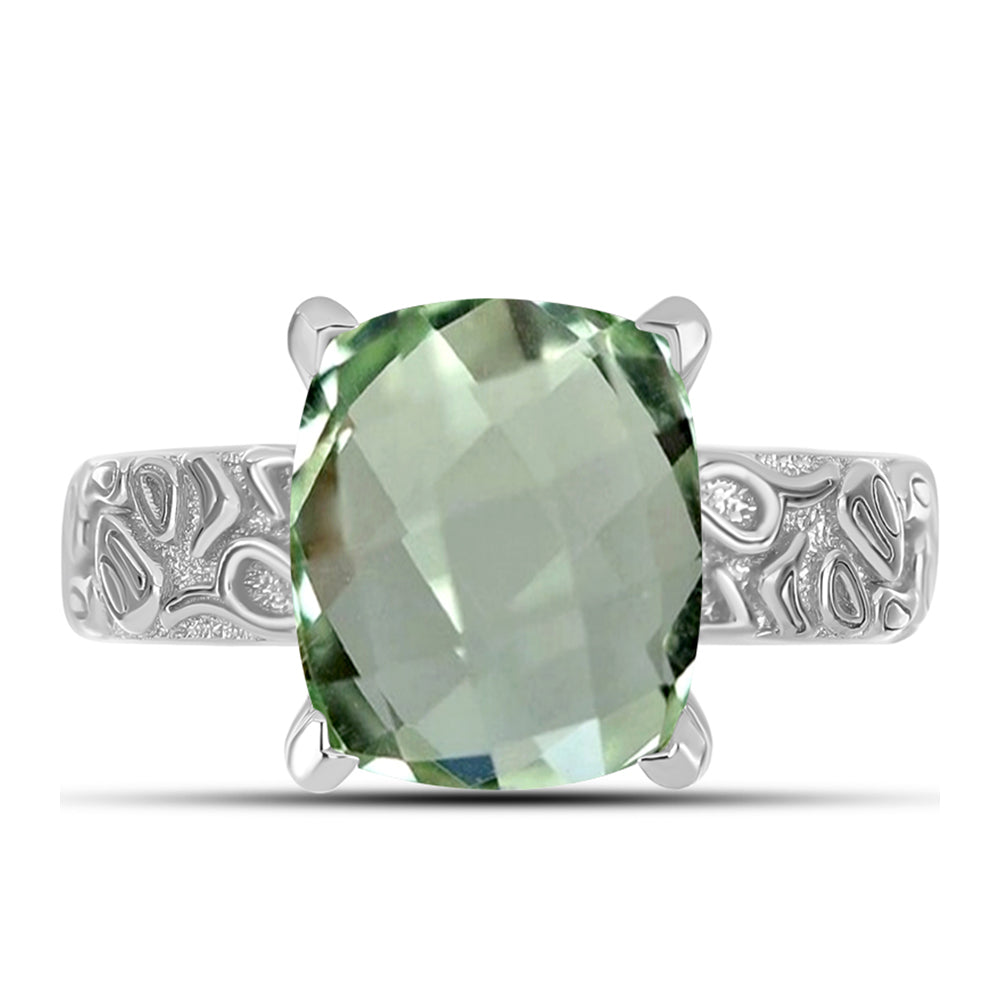 Inel din Argint 925 ( 4.35 grame ) cu Ametist Verde 5.1 Carate