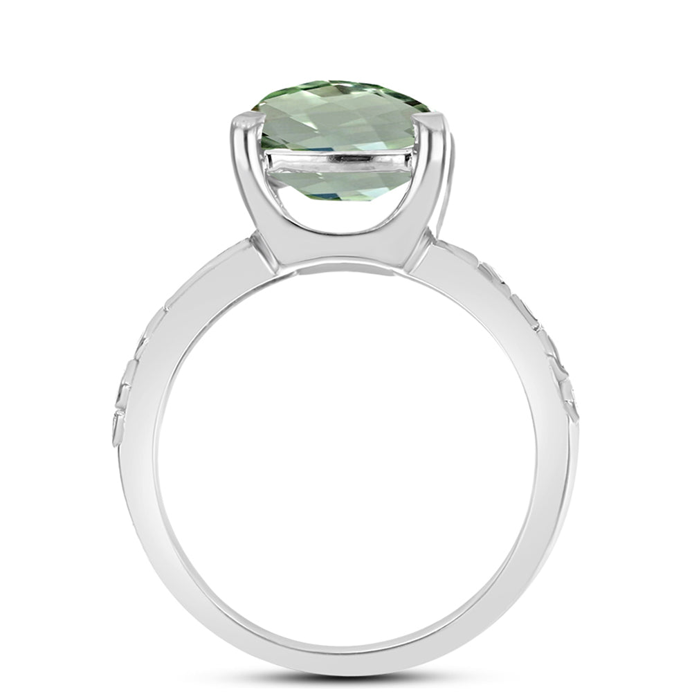 Inel din Argint 925 ( 4.35 grame ) cu Ametist Verde 5.1 Carate 2 