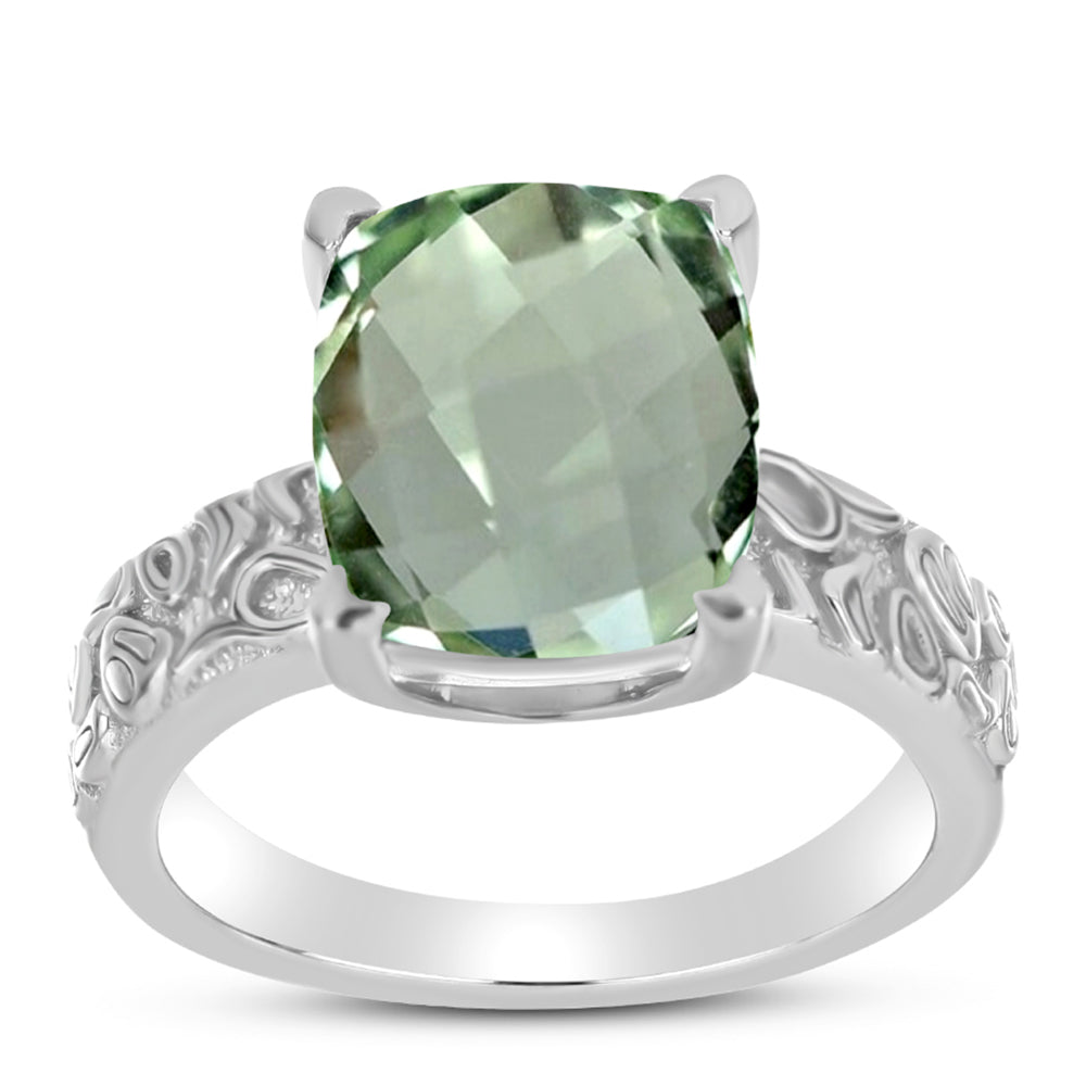 Inel din Argint 925 ( 4.35 grame ) cu Ametist Verde 5.1 Carate 3 