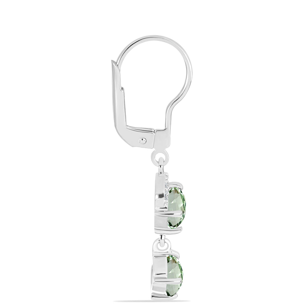 Cercei din Argint 925 ( 2.15 grame ) cu Ametist Verde și Topaz Alb 2.24 Carate 2 