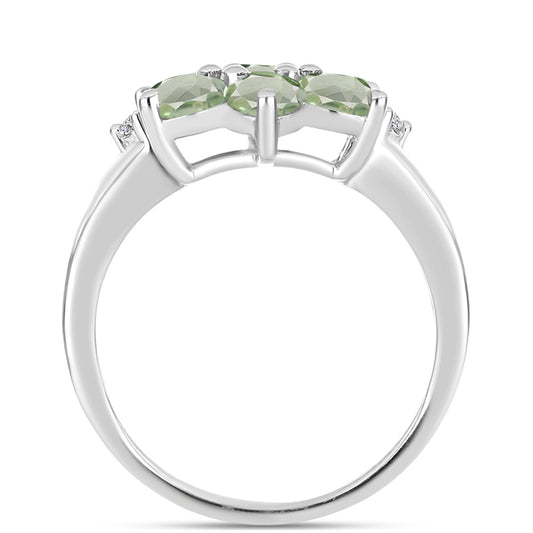 Inel din Argint 925 ( 3.44 grame ) cu Ametist Verde și Topaz Alb 1.87 Carate