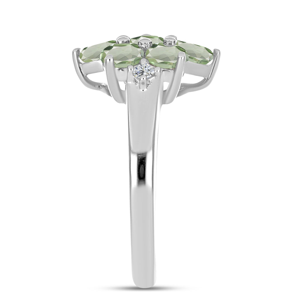 Inel din Argint 925 ( 3.44 grame ) cu Ametist Verde și Topaz Alb 1.87 Carate