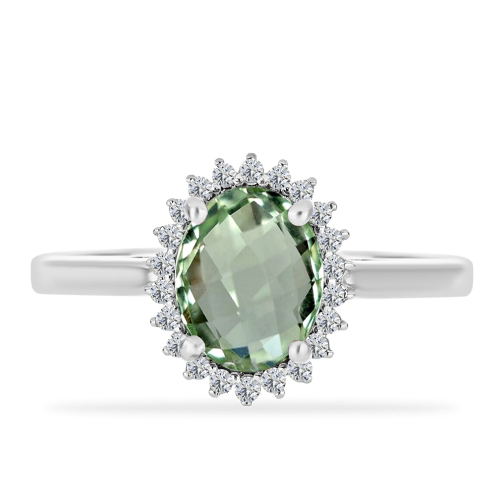 Inel din Argint 925 ( 2.7 grame ) cu Ametist Verde și Topaz Alb 1.89 Carate 1 