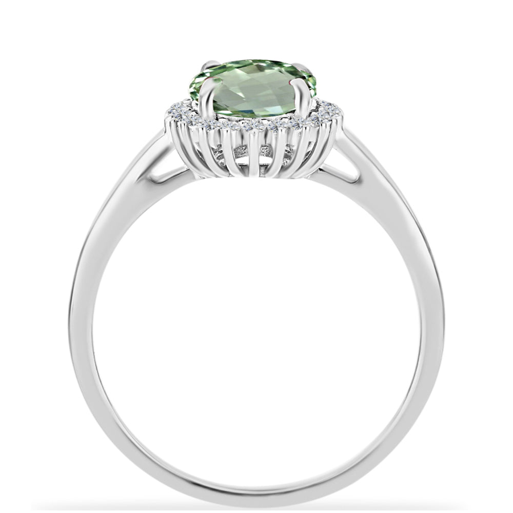 Inel din Argint 925 ( 2.7 grame ) cu Ametist Verde și Topaz Alb 1.89 Carate