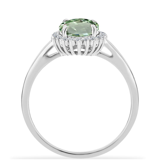 Inel din Argint 925 ( 2.7 grame ) cu Ametist Verde și Topaz Alb 1.89 Carate