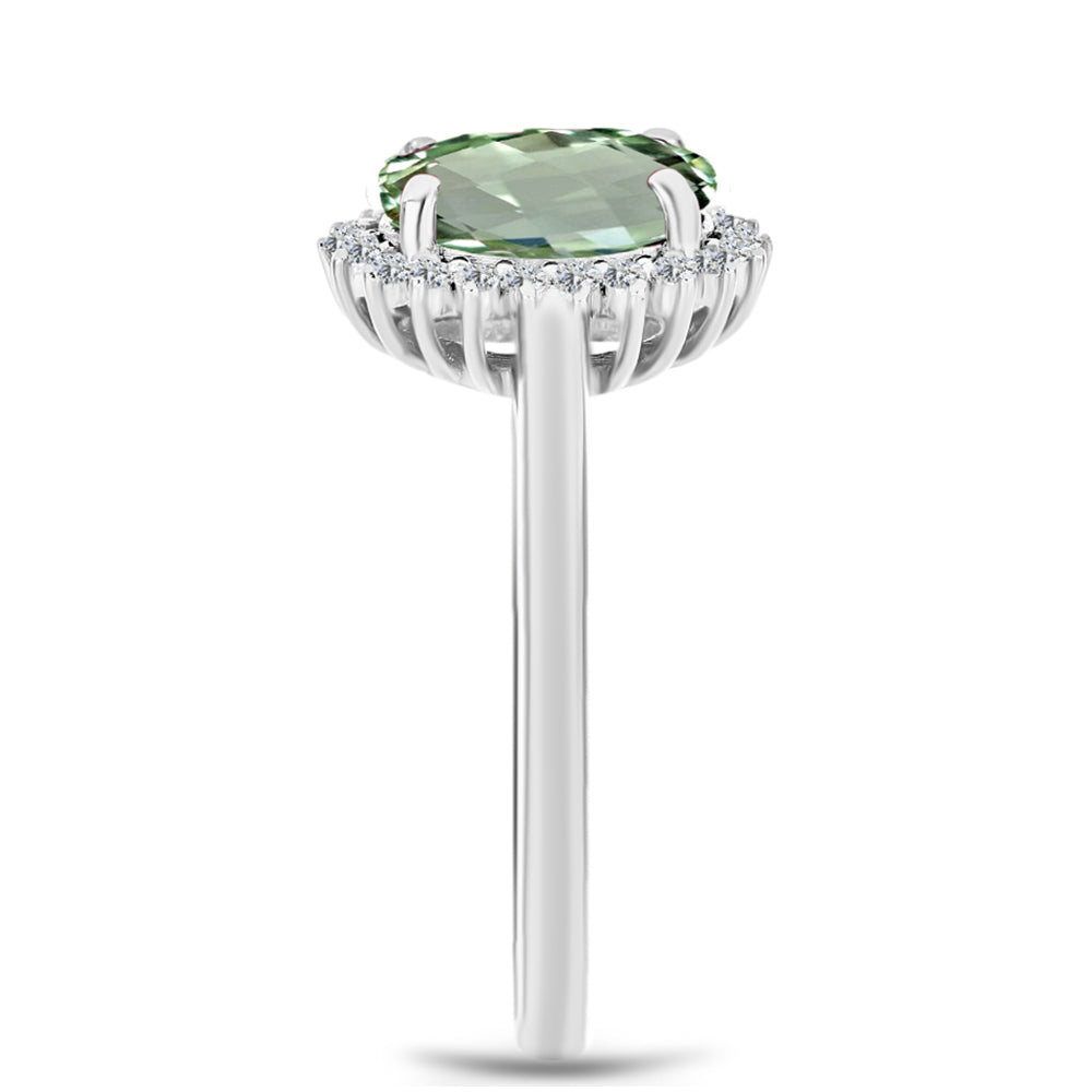 Inel din Argint 925 ( 2.7 grame ) cu Ametist Verde și Topaz Alb 1.89 Carate 4 