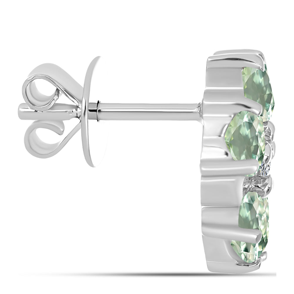 Cercei din Argint 925 ( 3.18 grame ) cu Ametist Verde și Topaz Alb 2.49 Carate 2 