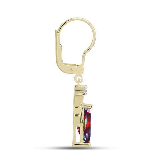 Cercei din Argint 925 Placat cu Aur ( 2.4 grame ) cu Opal Etiopian Negru Lega Dembi și Topaz Alb 1.29 Carate