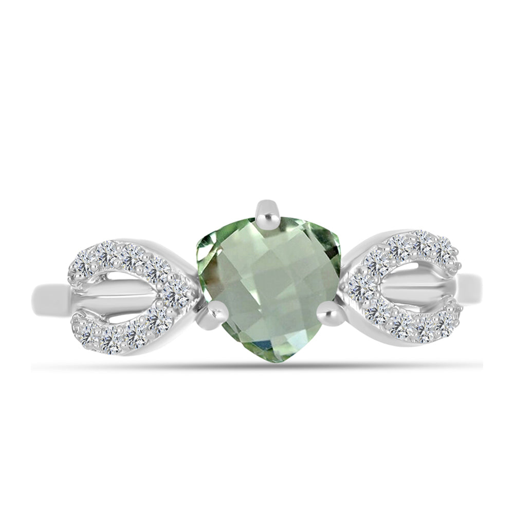 Inel din Argint 925 ( 2.28 grame ) cu Ametist Verde și Topaz Alb 1.36 Carate 1 
