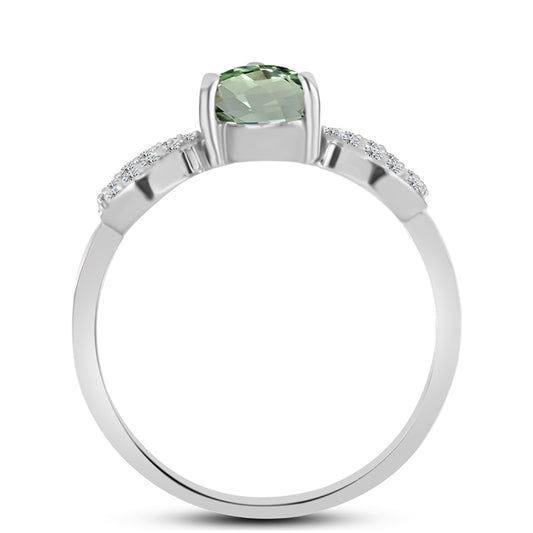 Inel din Argint 925 ( 2.28 grame ) cu Ametist Verde și Topaz Alb 1.36 Carate