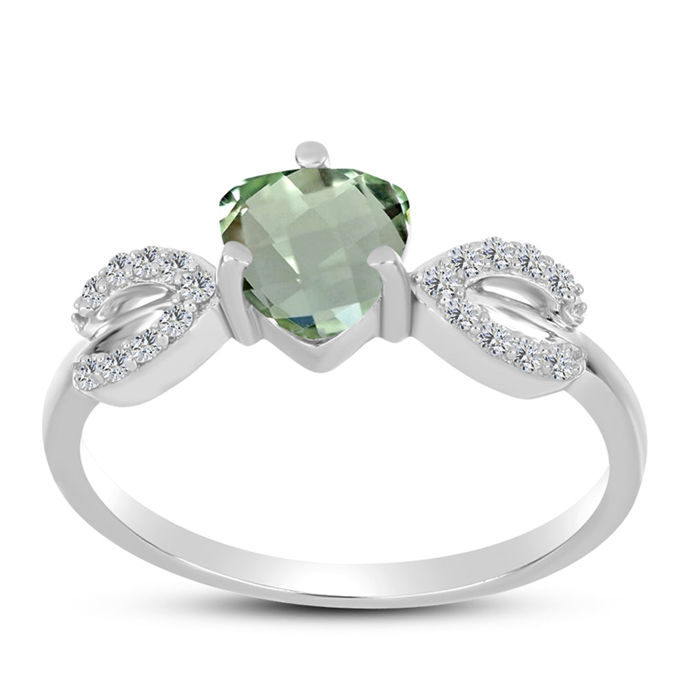 Inel din Argint 925 ( 2.28 grame ) cu Ametist Verde și Topaz Alb 1.36 Carate 3 