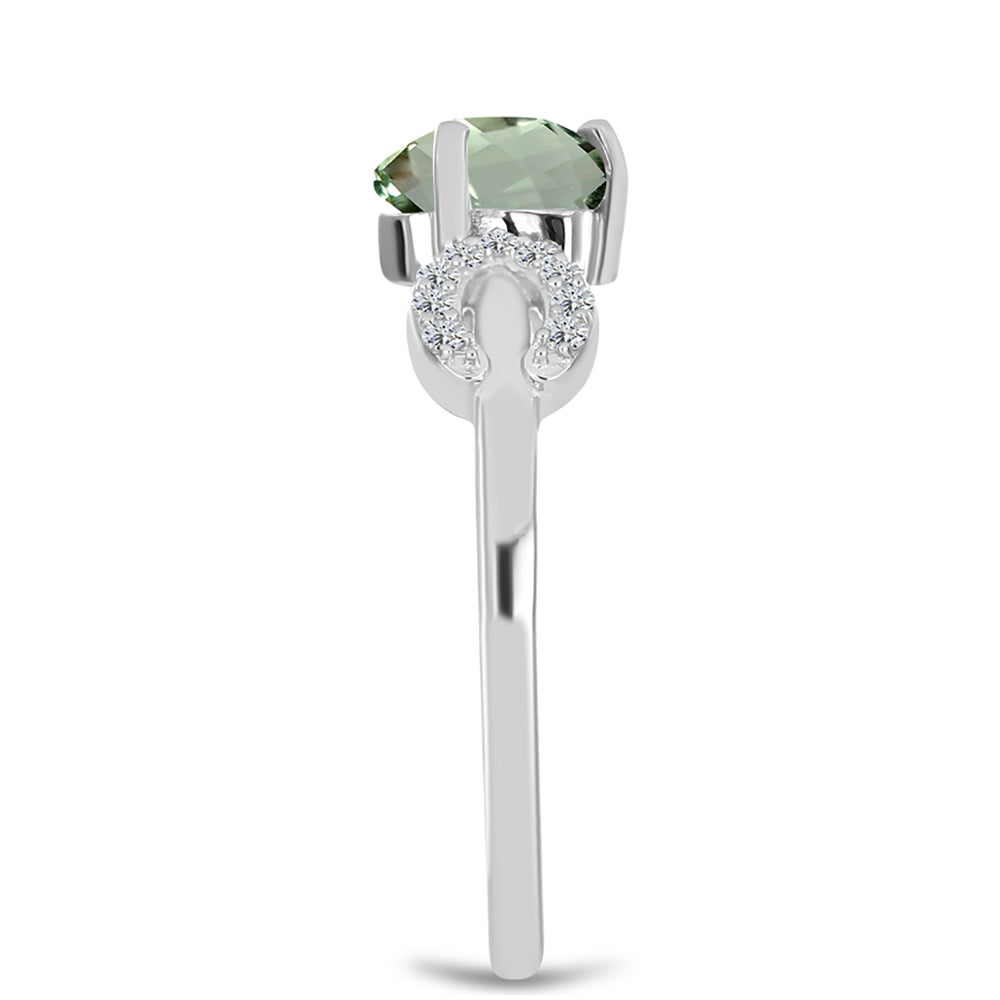 Inel din Argint 925 ( 2.28 grame ) cu Ametist Verde și Topaz Alb 1.36 Carate 4 