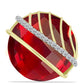 Inel din Argint 925 Placat cu Aur ( 4.84 grame ) cu Agat Roșu și Topaz Alb 16.03 Carate