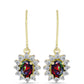 Cercei din Argint 925 Placat cu Aur ( 3.32 grame ) cu Opal Etiopian Negru Lega Dembi și Topaz Alb 1.85 Carate