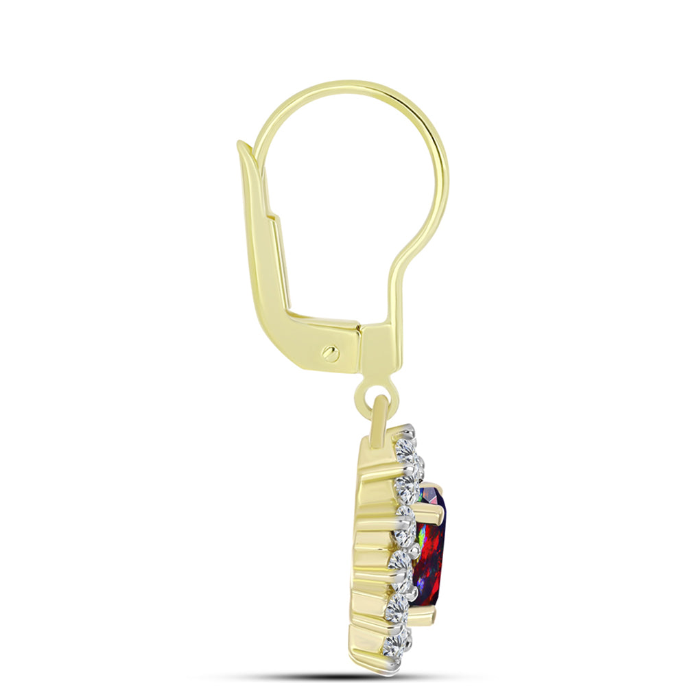 Cercei din Argint 925 Placat cu Aur ( 3.32 grame ) cu Opal Etiopian Negru Lega Dembi și Topaz Alb 1.85 Carate