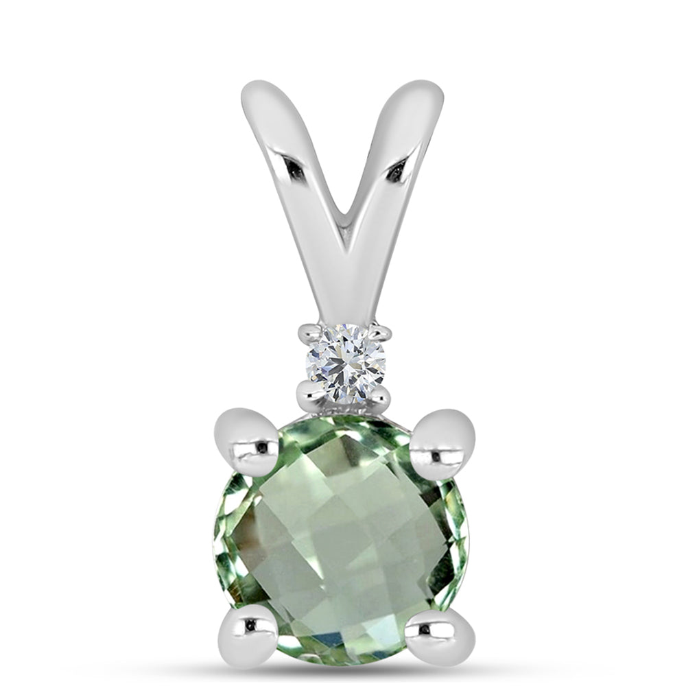 Pandantiv din Argint 925 ( 0.41 grame ) cu Ametist Verde și Topaz Alb 0.53 Carate 1 