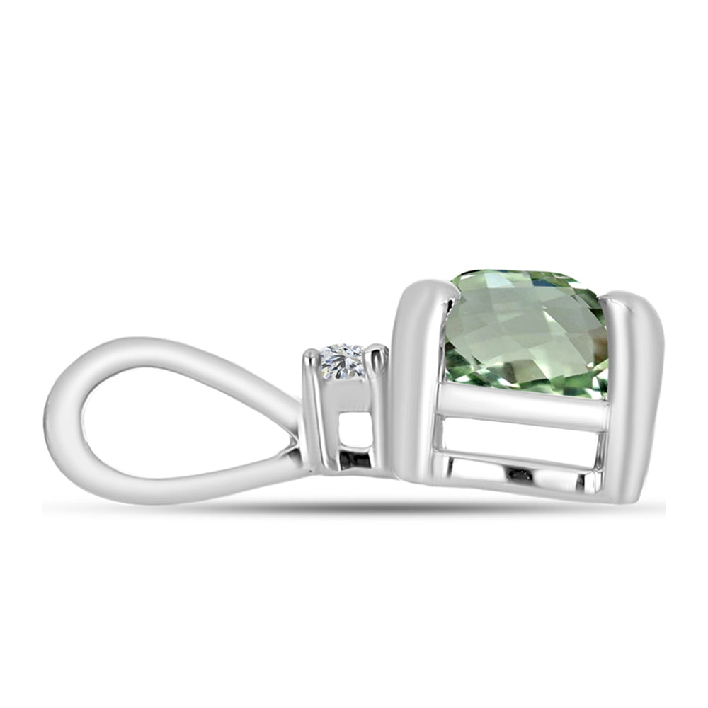 Pandantiv din Argint 925 ( 0.41 grame ) cu Ametist Verde și Topaz Alb 0.53 Carate 2 