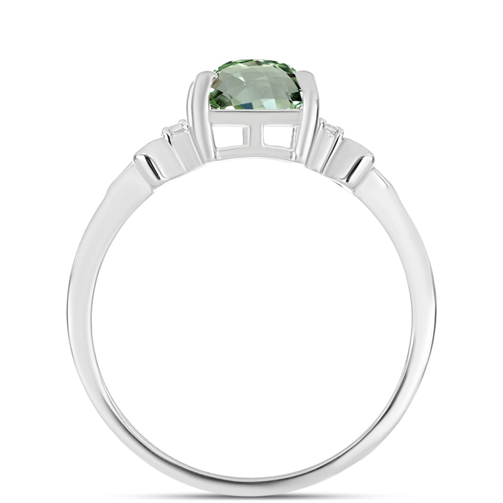 Inel din Argint 925 ( 2.2 grame ) cu Ametist Verde și Topaz Alb 1.62 Carate