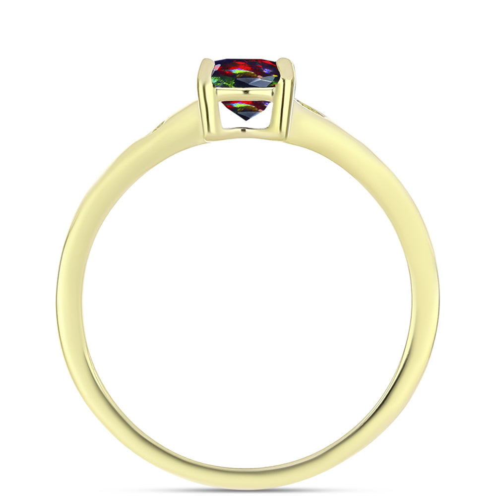 Inel din Argint 925 Placat cu Aur ( 1.92 grame ) cu Opal Etiopian Negru Lega Dembi 0.49 Carate