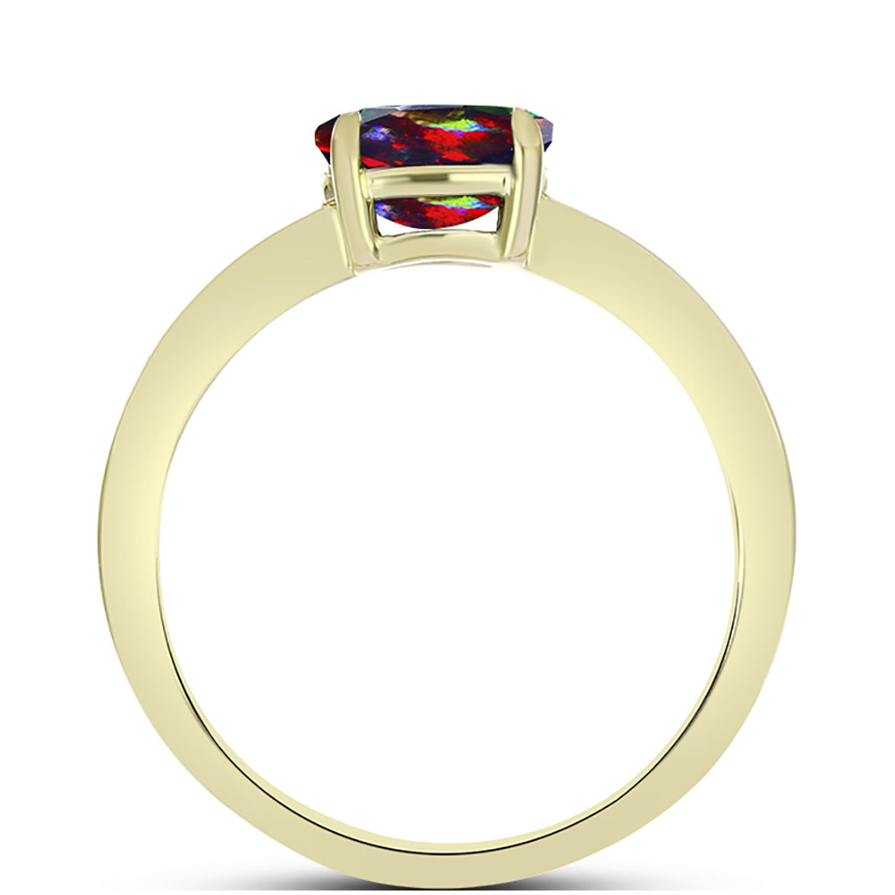 Inel din Argint 925 Placat cu Aur ( 2.03 grame ) cu Opal Etiopian Negru Lega Dembi 0.49 Carate 2 