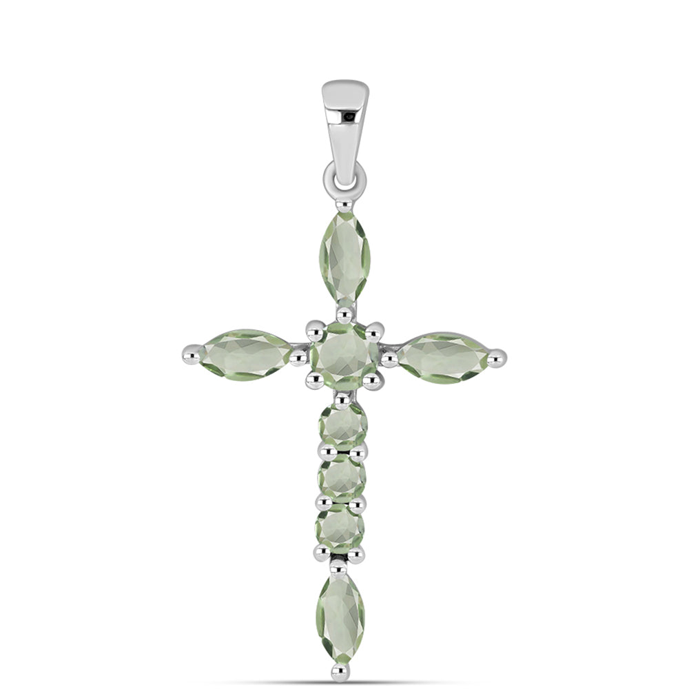 Cruce Pandantiv din Argint 925 ( 1.78 grame ) cu Ametist Verde 1.45 Carate