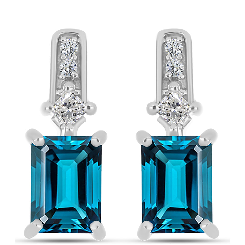 Cercei din Argint 925 ( 3.06 grame ) cu Topaz Albastru ”Londra” și Topaz Alb 2.63 Carate