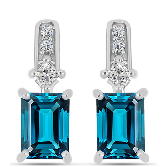 Cercei din Argint 925 ( 3.06 grame ) cu Topaz Albastru ”Londra” și Topaz Alb 2.63 Carate