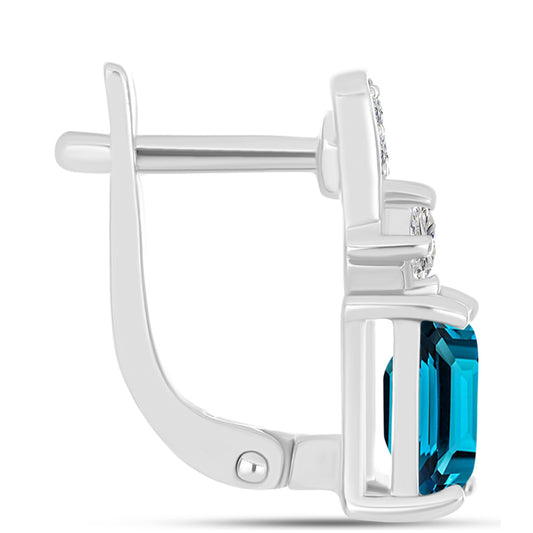Cercei din Argint 925 ( 3.06 grame ) cu Topaz Albastru ”Londra” și Topaz Alb 2.63 Carate