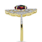 Inel din Argint 925 Placat cu Aur ( 3.98 grame ) cu Opal Etiopian Negru Lega Dembi și Topaz Alb 1.48 Carate