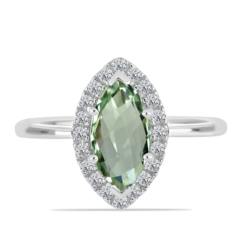 Inel din Argint 925 ( 2.43 grame ) cu Ametist Verde și Topaz Alb 2.11 Carate 1 