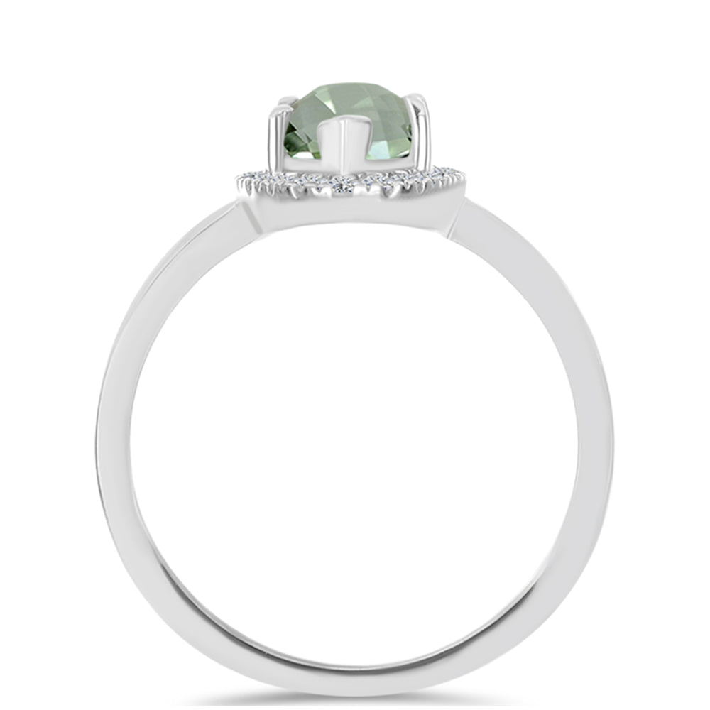 Inel din Argint 925 ( 2.43 grame ) cu Ametist Verde și Topaz Alb 2.11 Carate