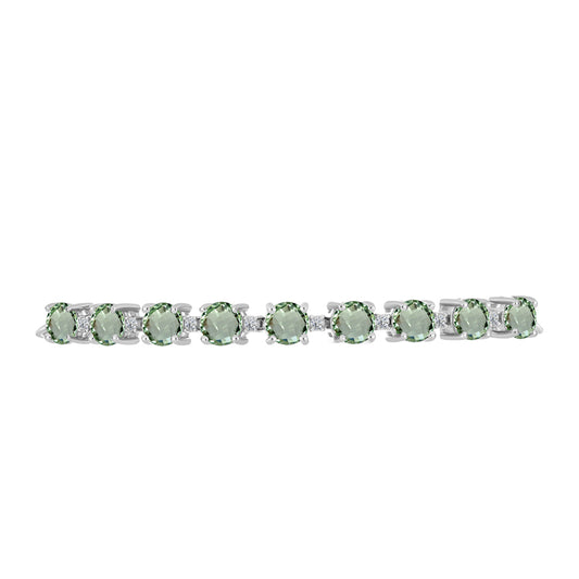 Brățară din Argint 925 ( 5.4 grame ) cu Ametist Verde și Topaz Alb 4.76 Carate