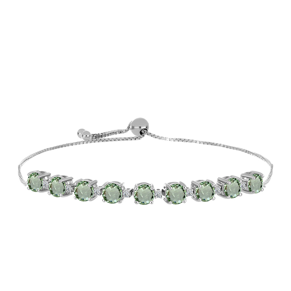 Brățară din Argint 925 ( 5.4 grame ) cu Ametist Verde și Topaz Alb 4.76 Carate 1 