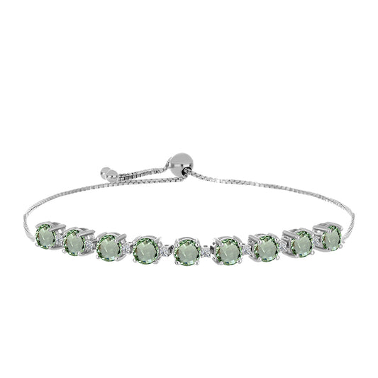 Brățară din Argint 925 ( 5.4 grame ) cu Ametist Verde și Topaz Alb 4.76 Carate