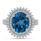 Inel din Argint 925 ( 4.19 grame ) cu Topaz Albastru ”Londra” și Topaz Alb 6.55 Carate