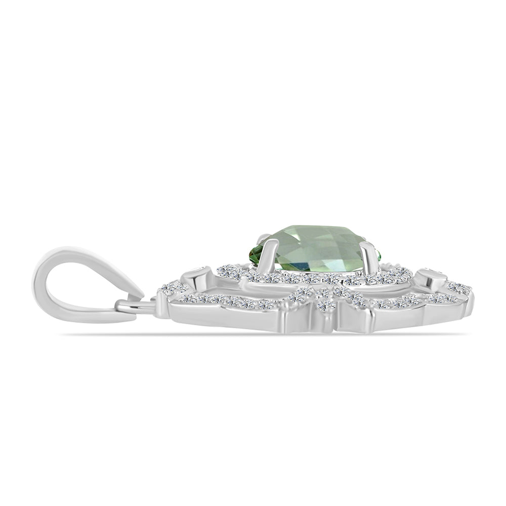 Pandantiv din Argint 925 ( 2.63 grame ) cu Ametist Verde și Topaz Alb 2.33 Carate 2 