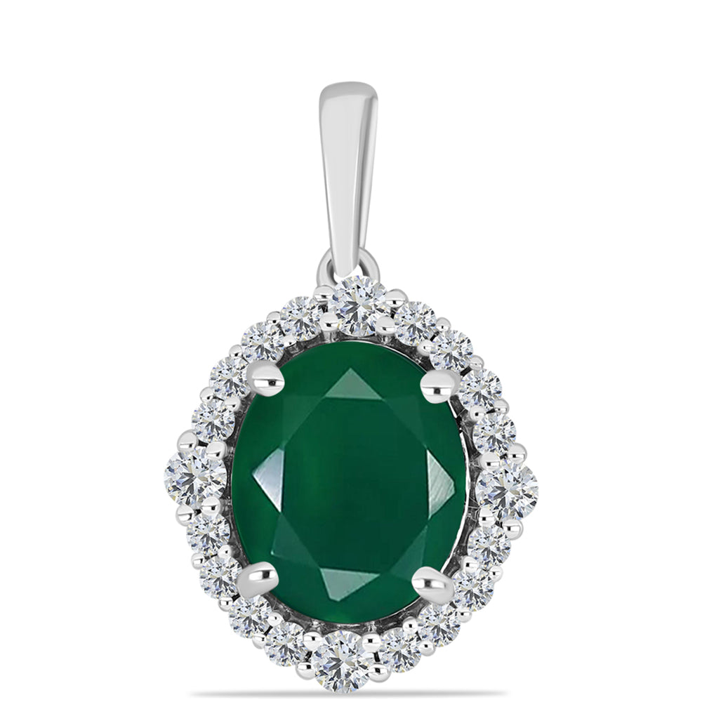 Pandantiv din Argint 925 ( 2.02 grame ) cu Calcedon Verde și Topaz Alb 4.73 Carate 1 