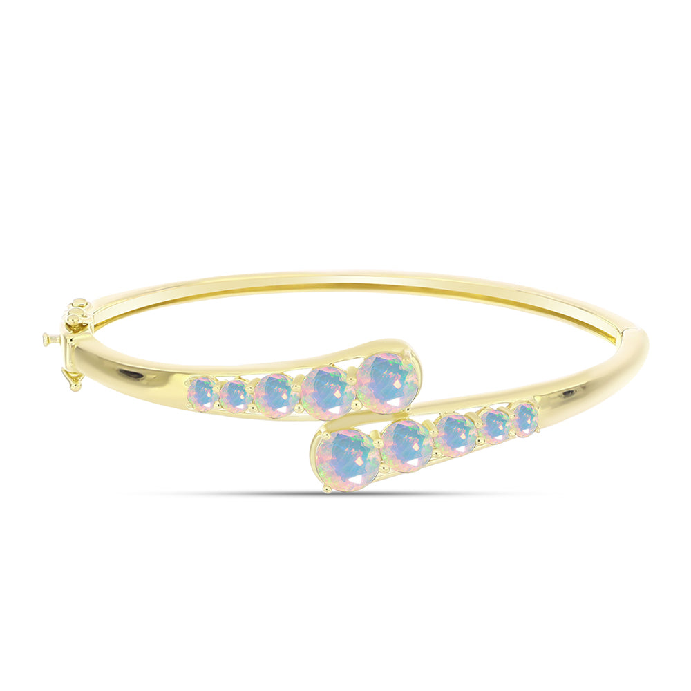 Brățară din Argint 925 Placat cu Aur ( 16.29 grame ) cu Opal Welo și Topaz Alb 3.86 Carate 1 