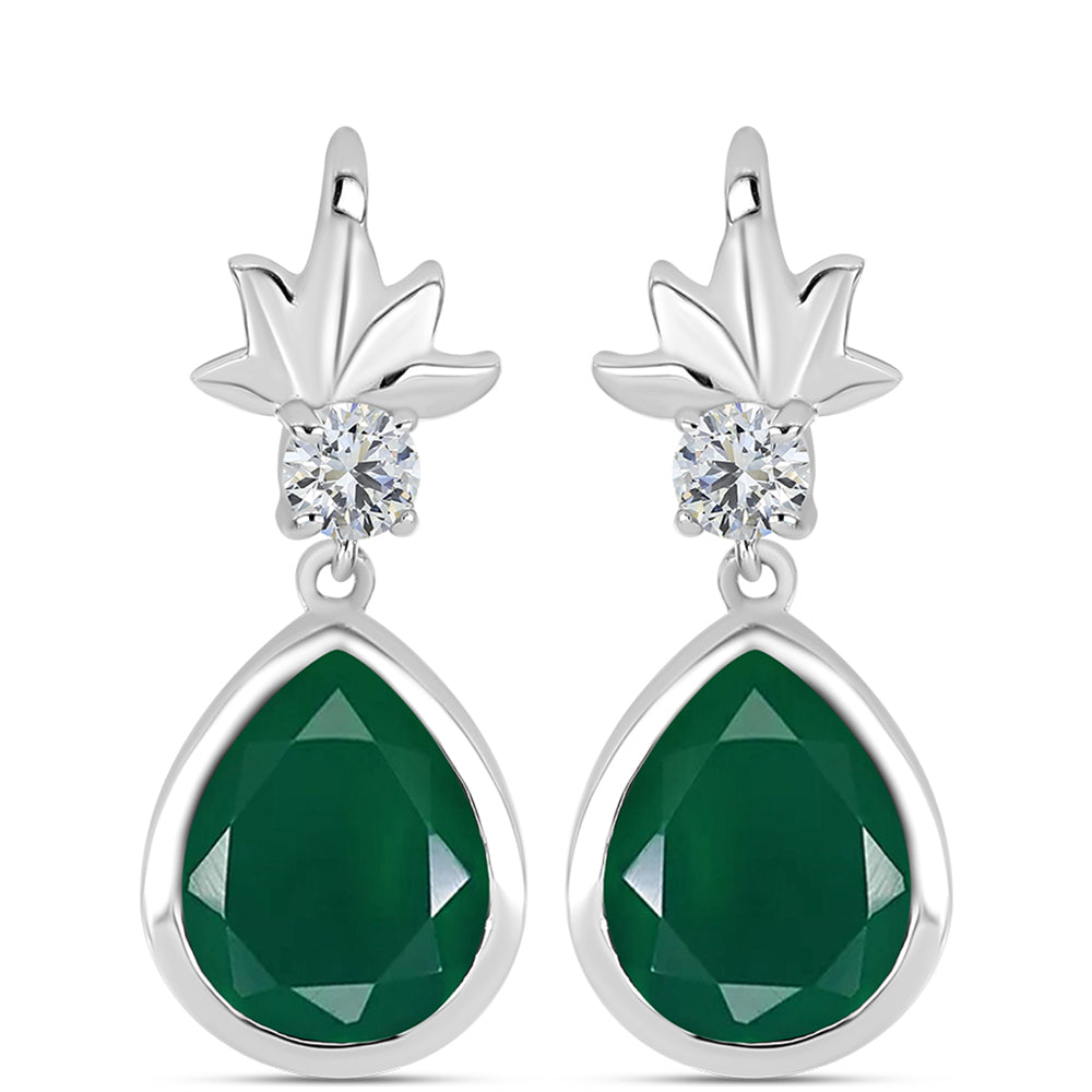 Cercei din Argint 925 ( 4.73 grame ) cu Calcedon Verde și Topaz Alb 8.45 Carate