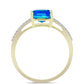 Inel din Argint 925 Placat cu Aur ( 1.57 grame ) cu Cuarț Păun și Topaz Alb 1.87 Carate