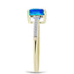 Inel din Argint 925 Placat cu Aur ( 1.57 grame ) cu Cuarț Păun și Topaz Alb 1.87 Carate