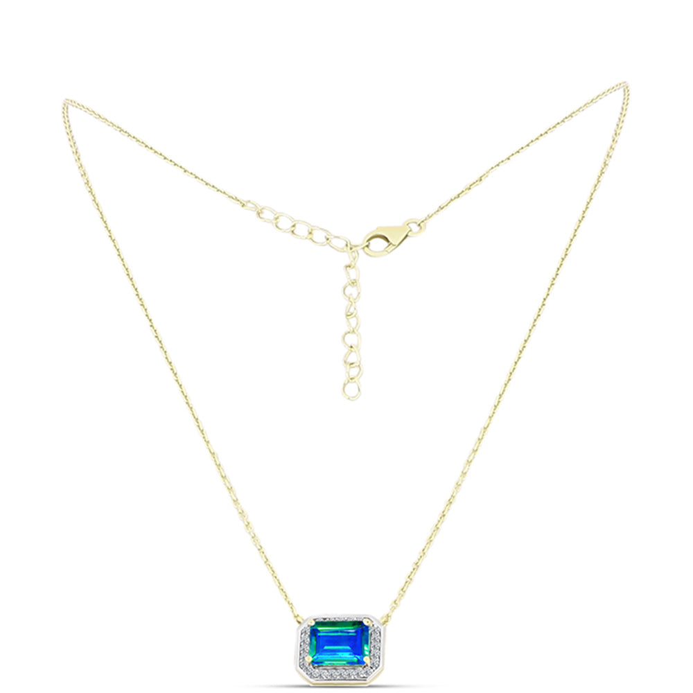 Colier din Argint 925 Placat cu Aur ( 4.01 grame ) cu Cuarț Păun și Topaz Alb 2.43 Carate 1 