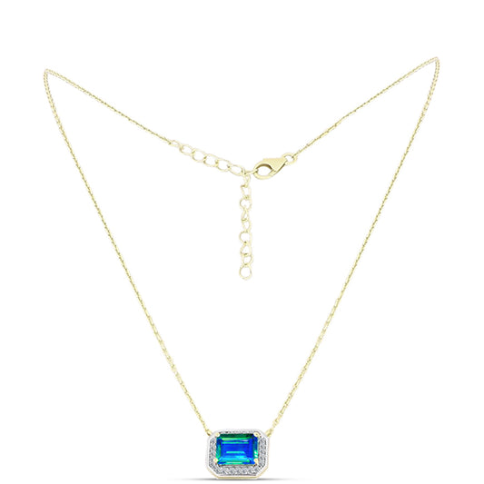 Colier din Argint 925 Placat cu Aur ( 4.01 grame ) cu Cuarț Păun și Topaz Alb 2.43 Carate