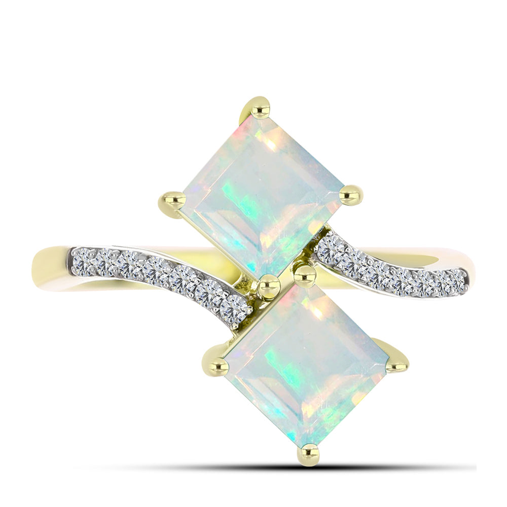 Inel din Argint 925 Placat cu Aur ( 2.79 grame ) cu Opal Welo și Topaz Alb 1.42 Carate 1 