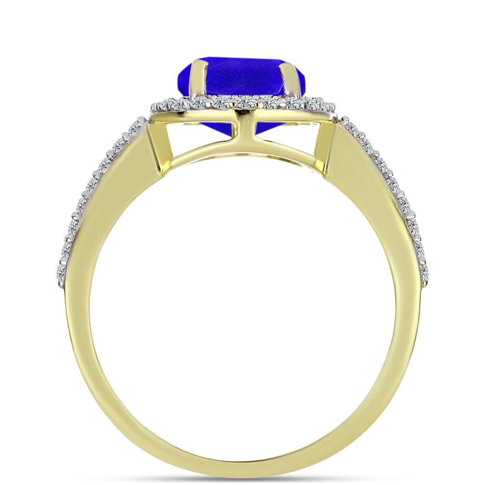 Inel din Argint 925 Placat cu Aur ( 2.66 grame ) cu Agat Albastru și Topaz Alb 2.72 Carate 2 