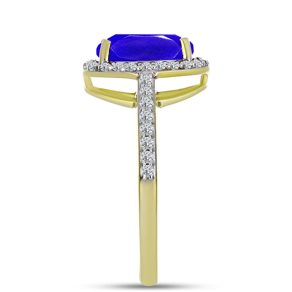 Inel din Argint 925 Placat cu Aur ( 2.66 grame ) cu Agat Albastru și Topaz Alb 2.72 Carate 4 