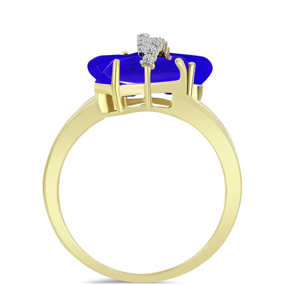 Inel din Argint 925 Placat cu Aur ( 3.47 grame ) cu Agat Albastru și Topaz Alb 3.5 Carate 2 