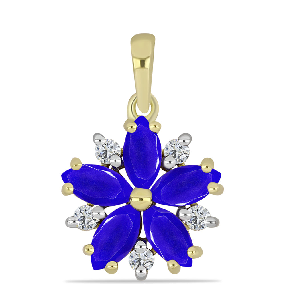 Pandantiv din Argint 925 Placat cu Aur ( 1.25 grame ) cu Agat Albastru și Topaz Alb 1.62 Carate 1 