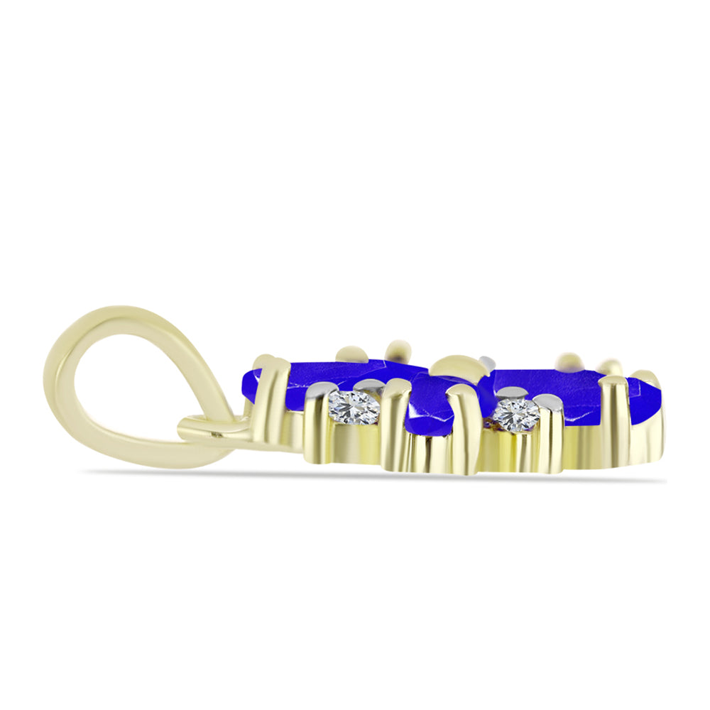 Pandantiv din Argint 925 Placat cu Aur ( 1.25 grame ) cu Agat Albastru și Topaz Alb 1.62 Carate 2 