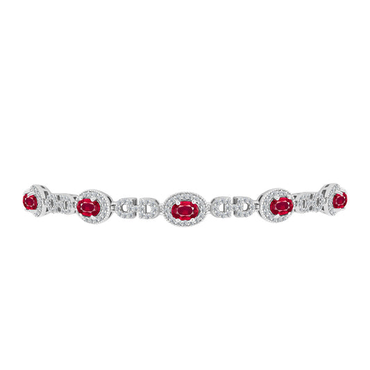 Brățară din Argint 925 ( 8.55 grame ) cu Rubin Malagasy și Topaz Alb 4.59 Carate
